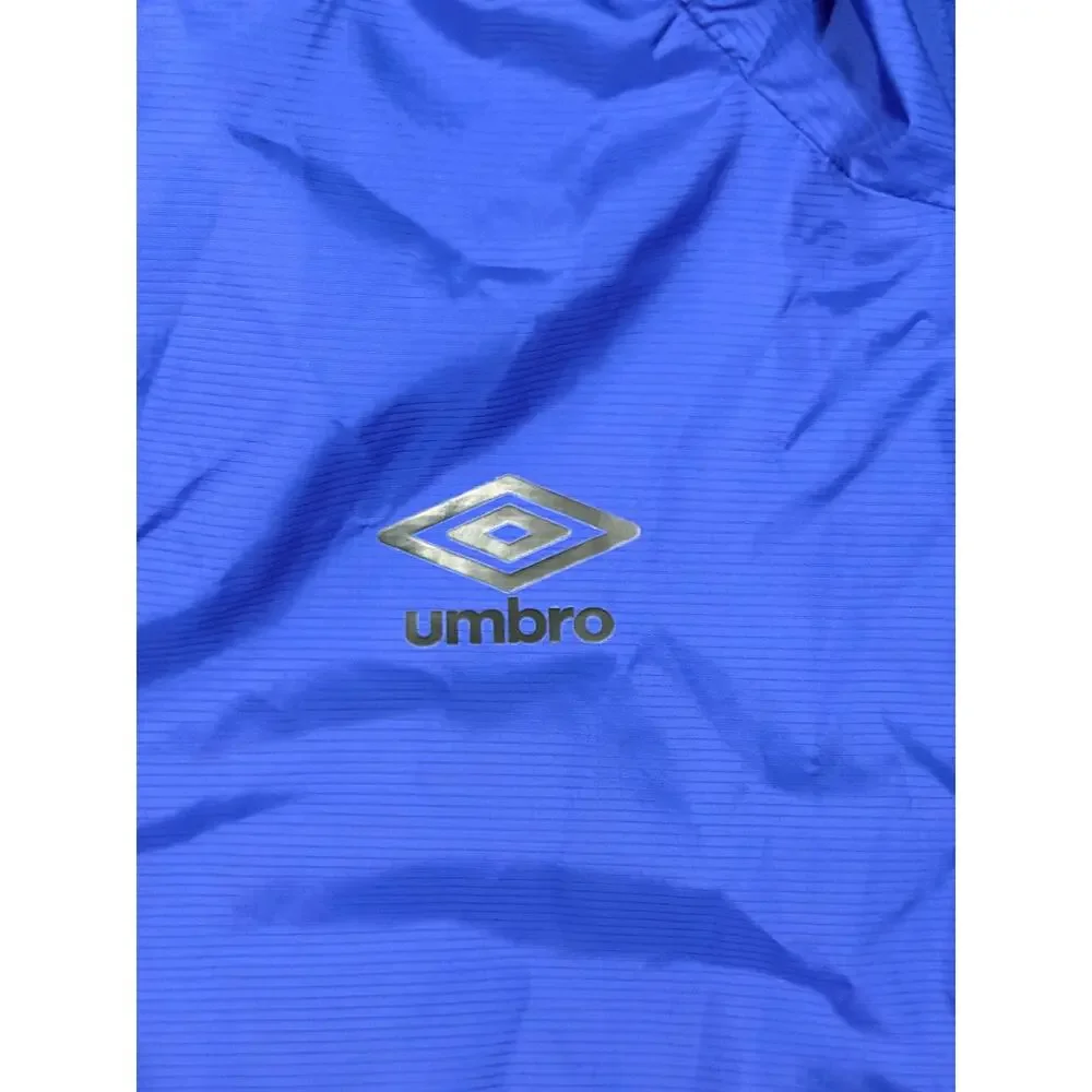 Umbro Boys L 12/14 Anorak Windbreaker Jacket Blue Black Hooded Pullover